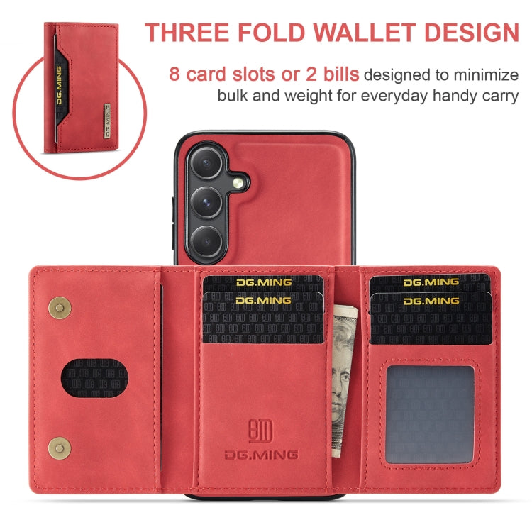 For Samsung Galaxy S24 5G DG.MING M2 Series 3-Fold Multi Card Bag + Magnetic Phone Case(Red)