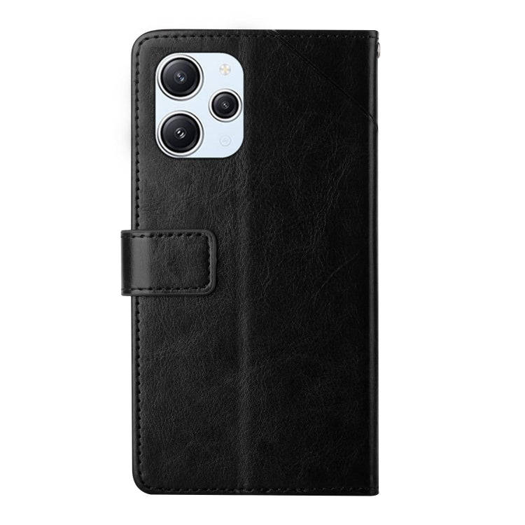 For Xiaomi Redmi 12 4G Global Y-shaped Pattern Flip Leather Phone Case(Black)