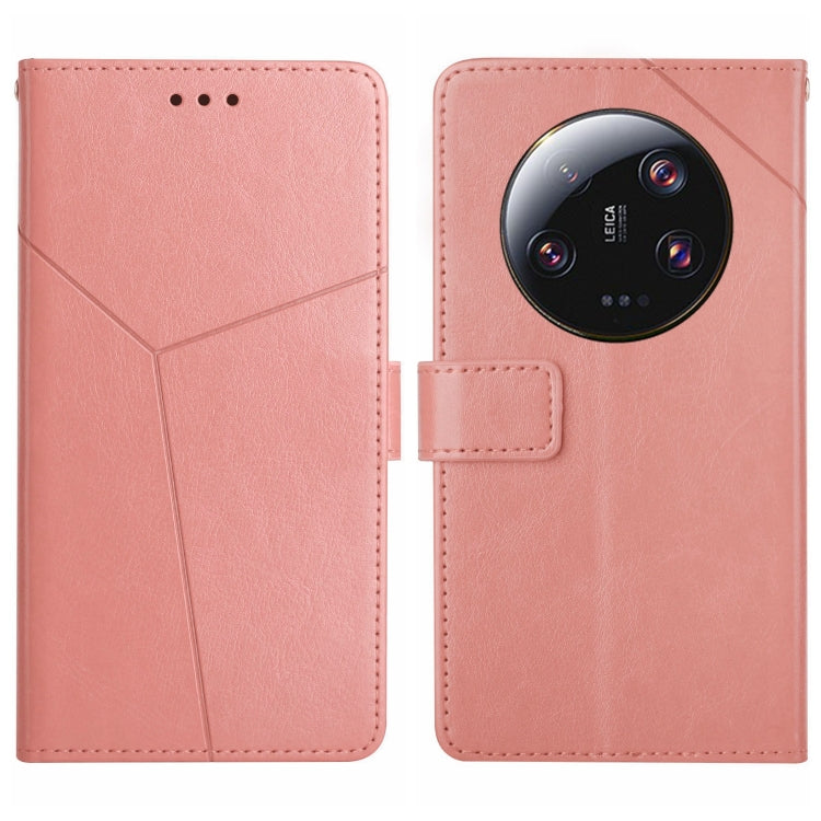 For Xiaomi 14 Ultra Y-shaped Pattern Flip Leather Phone Case(Pink)