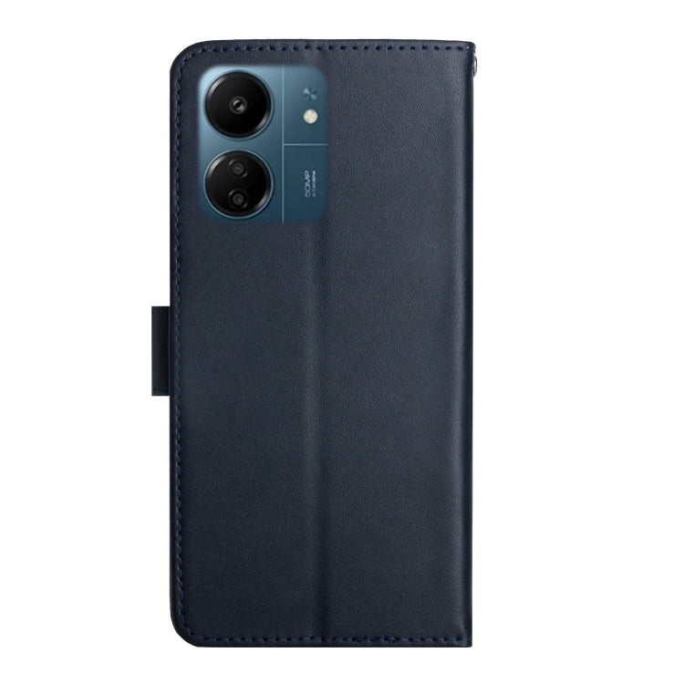 For Xiaomi Redmi 13C 4G Genuine Leather Fingerprint-proof Flip Phone Case(Blue)