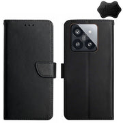 For Xiaomi 14 Genuine Leather Fingerprint-proof Flip Phone Case(Black)
