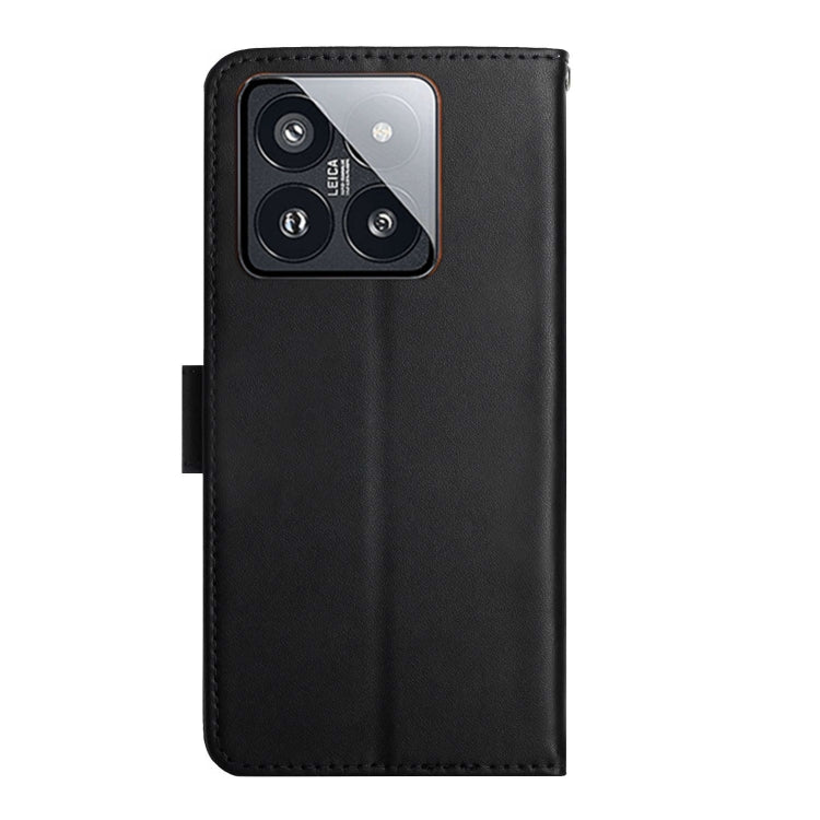 For Xiaomi 14 Genuine Leather Fingerprint-proof Flip Phone Case(Black)