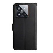 For Xiaomi 14 Genuine Leather Fingerprint-proof Flip Phone Case(Black)