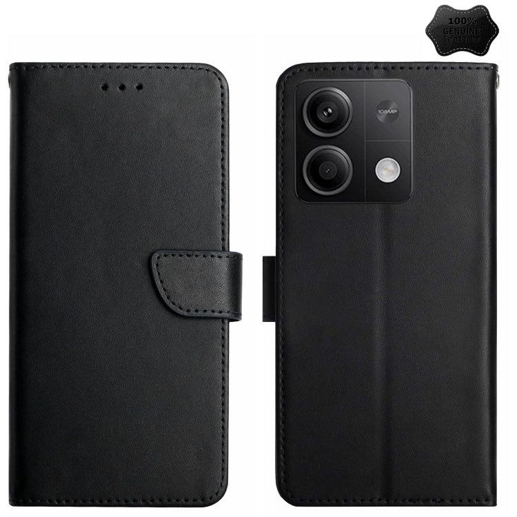 For Xiaomi Redmi Note 13 Pro 4G Global Genuine Leather Fingerprint-proof Flip Phone Case(Black)
