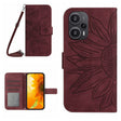 For Xiaomi Poco F5 Skin Feel Sun Flower Embossed Flip Leather Phone Case with Lanyard(Wine Red) - Xiaomi Cases by PMC TechLife | Online Shopping South Africa | PMC TechLife | Buy Now Pay Later Mobicred