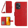For Xiaomi Poco F5 Skin Feel Sun Flower Embossed Flip Leather Phone Case with Lanyard(Red) - Xiaomi Cases by PMC TechLife | Online Shopping South Africa | PMC TechLife | Buy Now Pay Later Mobicred