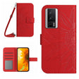 For Xiaomi Poco F5 Pro Skin Feel Sun Flower Embossed Flip Leather Phone Case with Lanyard(Red) - Xiaomi Cases by PMC TechLife | Online Shopping South Africa | PMC TechLife | Buy Now Pay Later Mobicred