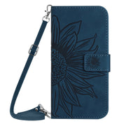 For Xiaomi Redmi Note 12S Skin Feel Sun Flower Embossed Flip Leather Phone Case with Lanyard(Inky Blue)