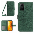 For Xiaomi Redmi Note 12S Skin Feel Sun Flower Embossed Flip Leather Phone Case with Lanyard(Green) - Xiaomi Cases by PMC TechLife | Online Shopping South Africa | PMC TechLife | Buy Now Pay Later Mobicred