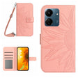 For Xiaomi Redmi 13C 4G Skin Feel Sun Flower Embossed Flip Leather Phone Case with Lanyard(Pink) - 13C Cases by PMC TechLife | Online Shopping South Africa | PMC TechLife | Buy Now Pay Later Mobicred