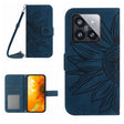 For Xiaomi 14 Skin Feel Sun Flower Embossed Flip Leather Phone Case with Lanyard(Inky Blue) - 14 Cases by PMC TechLife | Online Shopping South Africa | PMC TechLife | Buy Now Pay Later Mobicred
