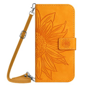 For Xiaomi 14 Skin Feel Sun Flower Embossed Flip Leather Phone Case with Lanyard(Yellow)