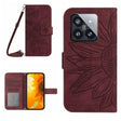 For Xiaomi 14 Skin Feel Sun Flower Embossed Flip Leather Phone Case with Lanyard(Wine Red) - 14 Cases by PMC TechLife | Online Shopping South Africa | PMC TechLife | Buy Now Pay Later Mobicred