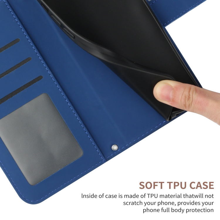 For Xiaomi 14 Skin Feel Sun Flower Embossed Flip Leather Phone Case with Lanyard(Dark Blue)