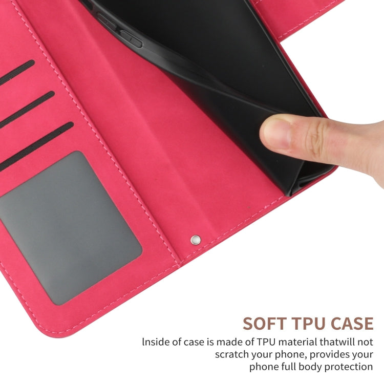 For Xiaomi 14 Pro Skin Feel Sun Flower Embossed Flip Leather Phone Case with Lanyard(Rose Red)