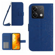 For Xiaomi Redmi Note 13 4G Global Skin Feel Sun Flower Embossed Flip Leather Phone Case with Lanyard(Dark Blue) - free shipping - PMC TechLife - Order now!
