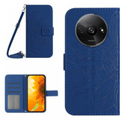 For Xiaomi Redmi A3 Skin Feel Sun Flower Embossed Flip Leather Phone Case with Lanyard(Dark Blue)