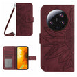 For Xiaomi 14 Ultra Skin Feel Sun Flower Embossed Flip Leather Phone Case with Lanyard(Wine Red) - 14 Ultra Cases by PMC TechLife | Online Shopping South Africa | PMC TechLife | Buy Now Pay Later Mobicred