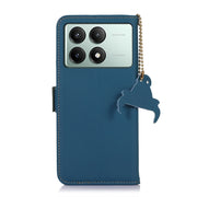 For Xiaomi Redmi K70E / Poco X6 Pro Genuine Leather Magnetic RFID Leather Phone Case(Blue)