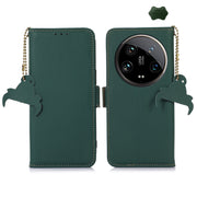 For Xiaomi 14 Ultra Genuine Leather Magnetic RFID Leather Phone Case(Green)