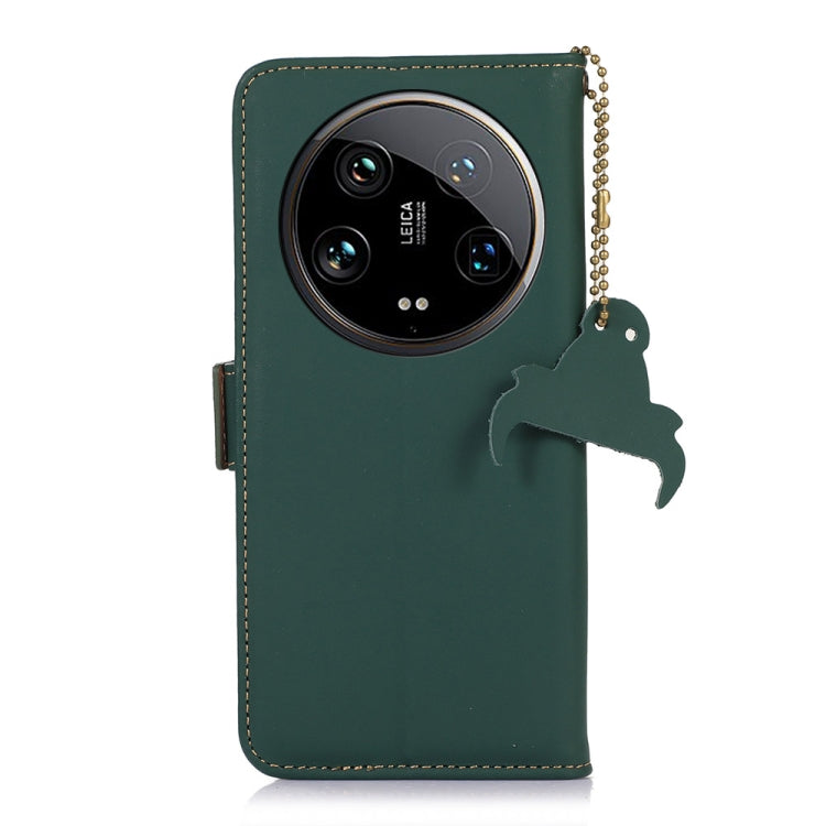 For Xiaomi 14 Ultra Genuine Leather Magnetic RFID Leather Phone Case(Green)