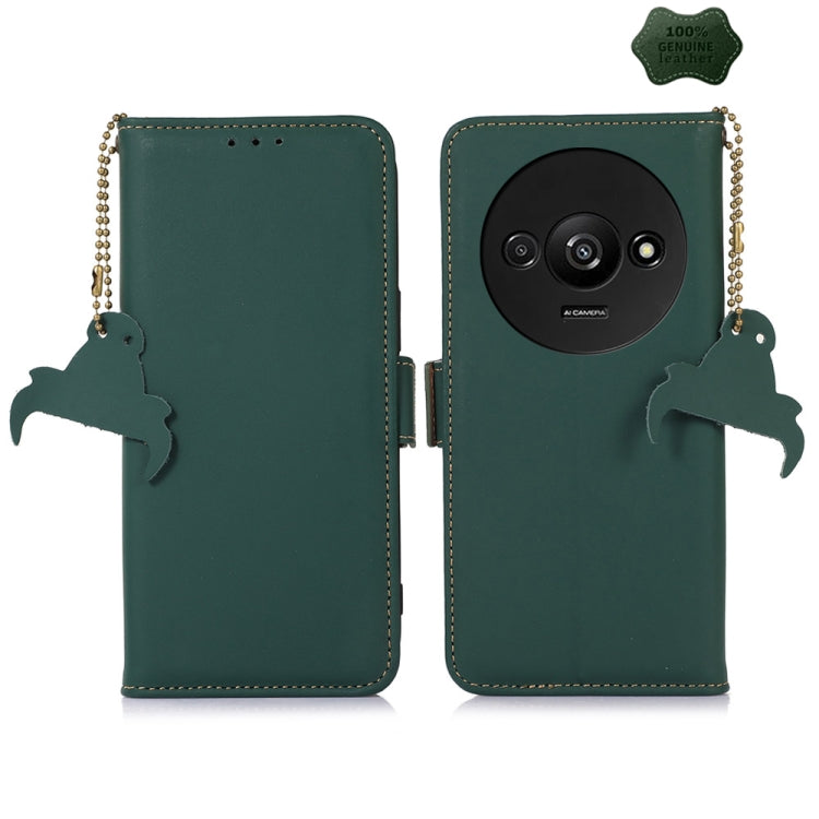 For Xiaomi Redmi A3 Genuine Leather Magnetic RFID Leather Phone Case(Green)