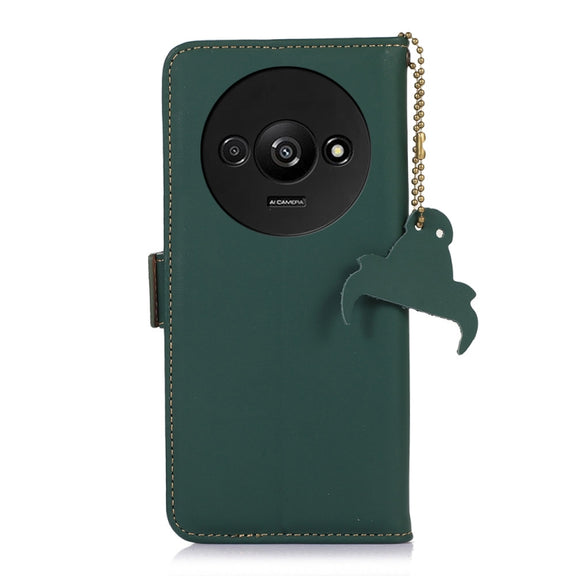 For Xiaomi Redmi A3 Genuine Leather Magnetic RFID Leather Phone Case(Green)
