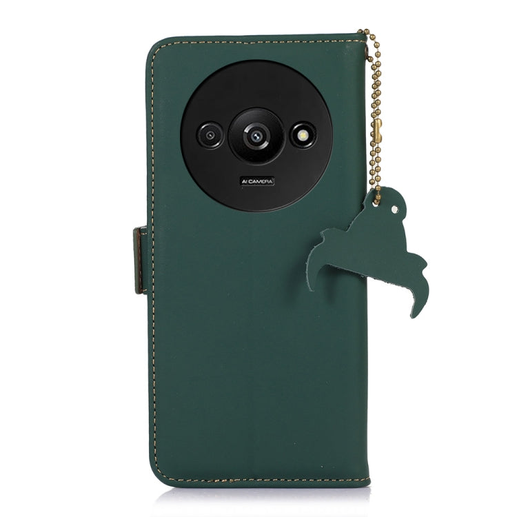 For Xiaomi Redmi A3 Genuine Leather Magnetic RFID Leather Phone Case(Green)