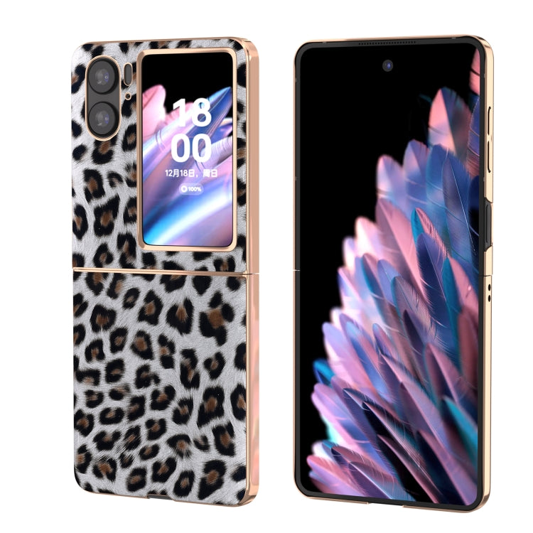 For OPPO Find N2 Flip Nano Plating Leopard Texture Phone Case(Silver Leopard)