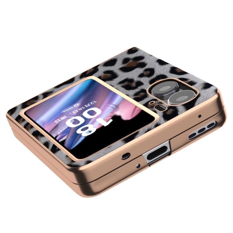 For OPPO Find N2 Flip Nano Plating Leopard Texture Phone Case(Silver Leopard)