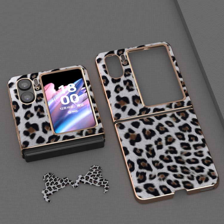 For OPPO Find N2 Flip Nano Plating Leopard Texture Phone Case(Silver Leopard)