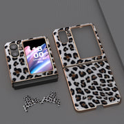 For OPPO Find N2 Flip Nano Plating Leopard Texture Phone Case(Silver Leopard)