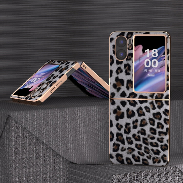 For OPPO Find N2 Flip Nano Plating Leopard Texture Phone Case(Silver Leopard)