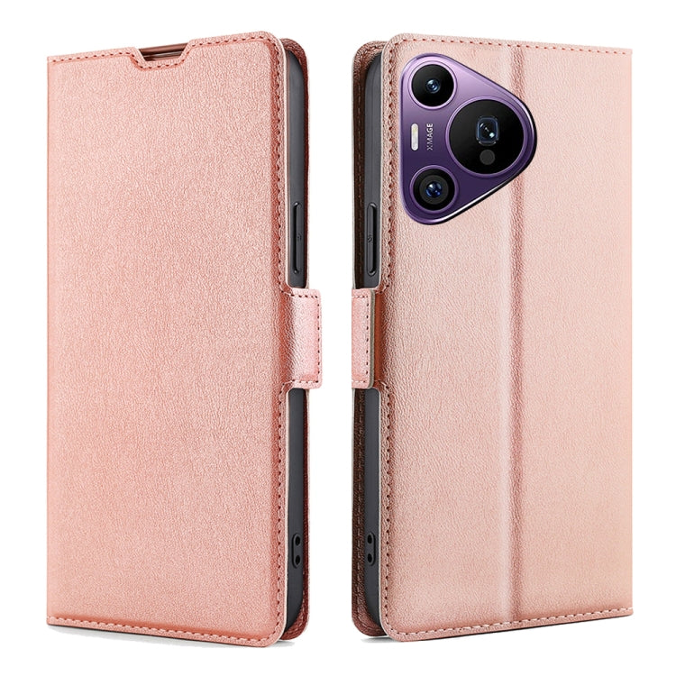 For Huawei Pura 70 Pro / Pro+ Ultra-thin Voltage Side Buckle Horizontal Flip Leather Phone Case(Rose Gold)