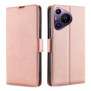 For Huawei Pura 70 Pro / Pro+ Ultra-thin Voltage Side Buckle Horizontal Flip Leather Phone Case(Rose Gold)