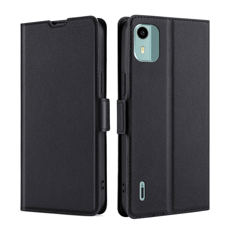 For Nokia C12 Ultra-thin Voltage Side Buckle Horizontal Flip Leather Phone Case(Black)