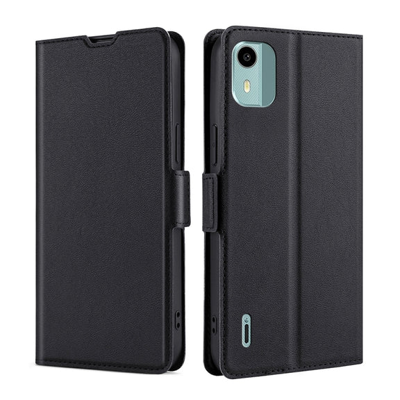 For Nokia C12 Ultra-thin Voltage Side Buckle Horizontal Flip Leather Phone Case(Black)