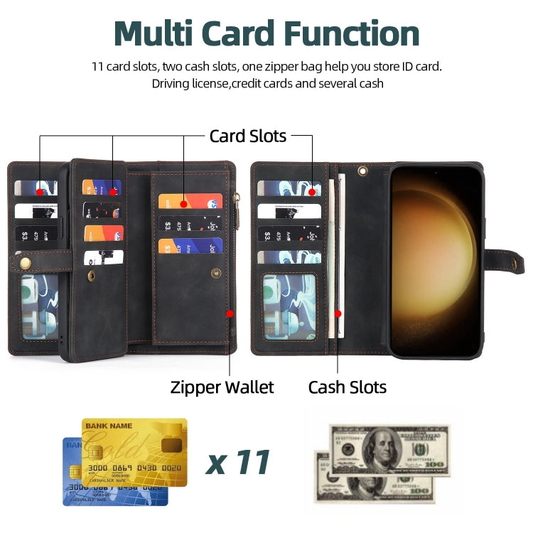 For Samsung Galaxy S23 5G Zipper Wallet Detachable MagSafe Leather Phone Case(Black)