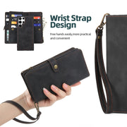 For Samsung Galaxy S22 Ultra 5G Zipper Wallet Detachable MagSafe Leather Phone Case(Black)
