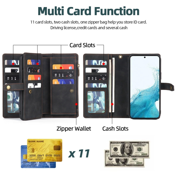 For Samsung Galaxy S20 FE Zipper Wallet Detachable MagSafe Leather Phone Case(Black)