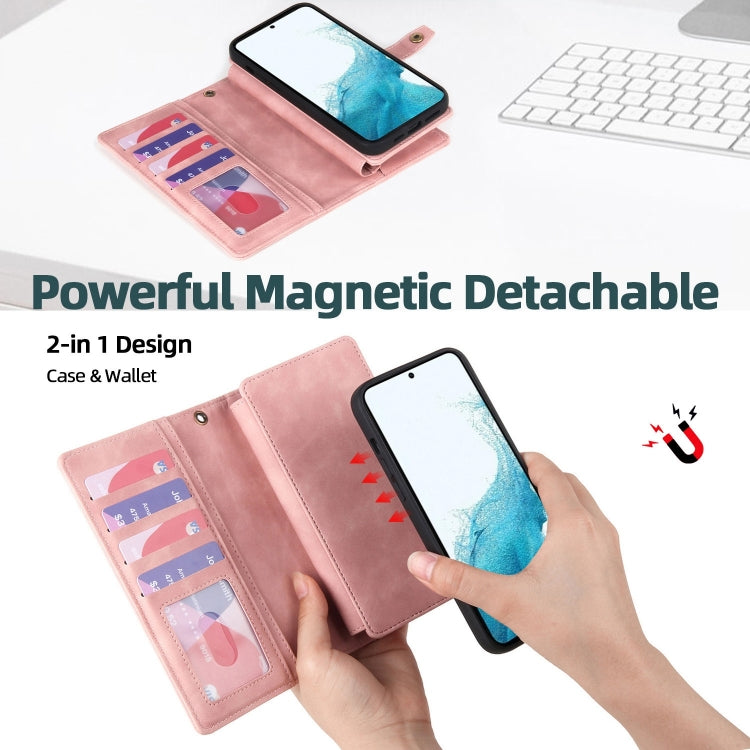 For Samsung Galaxy A54 5G Zipper Wallet Detachable MagSafe Leather Phone Case(Pink)