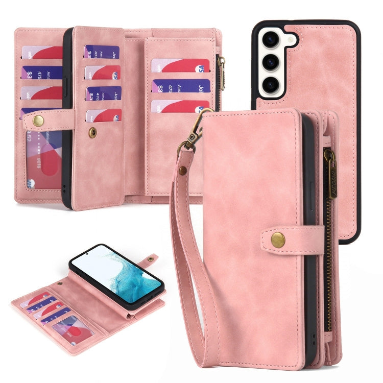 For Samsung Galaxy A71 5G Zipper Wallet Detachable MagSafe Leather Phone Case(Pink)