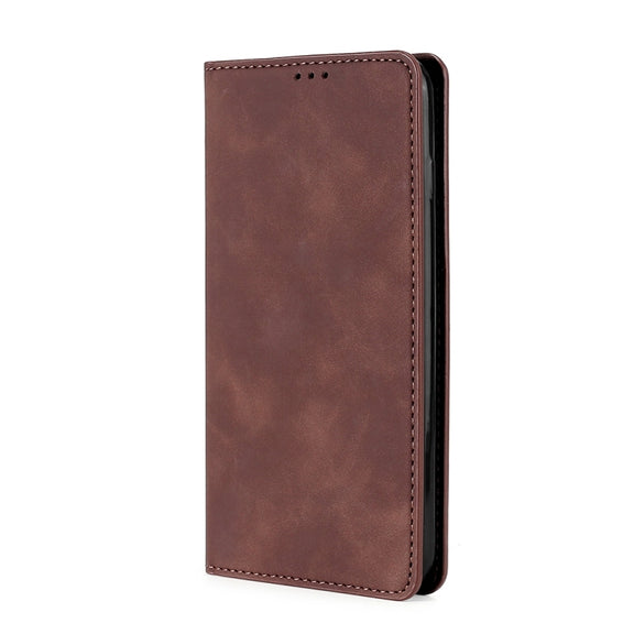 For Realme GT Neo5 SE Skin Feel Magnetic Leather Phone Case(Dark Brown)