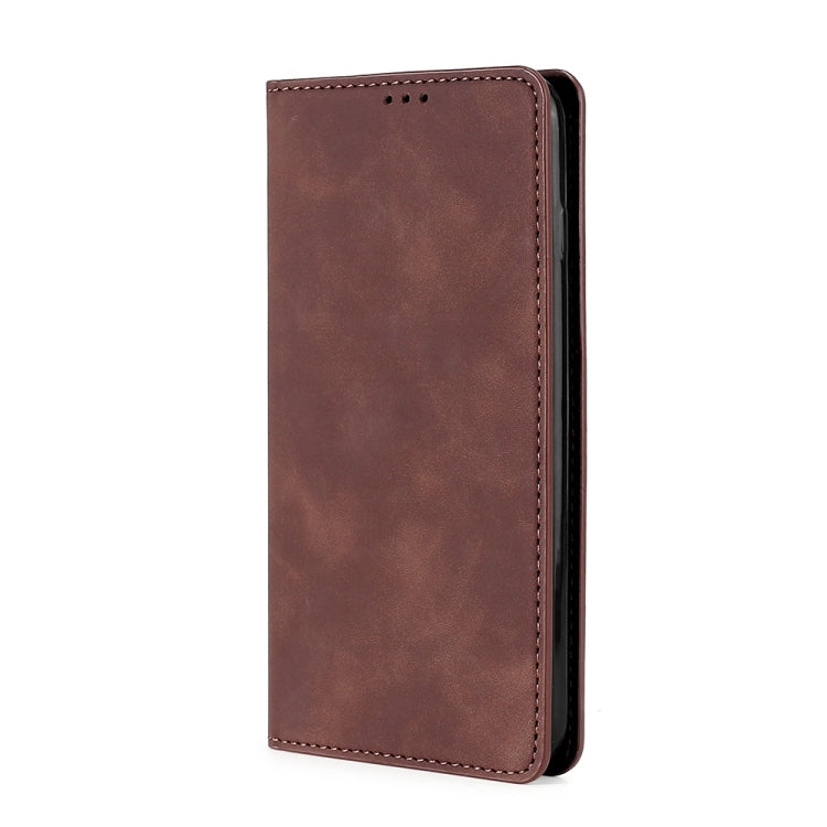 For Xiaomi Redmi 12 4G Skin Feel Magnetic Leather Phone Case(Dark Brown)