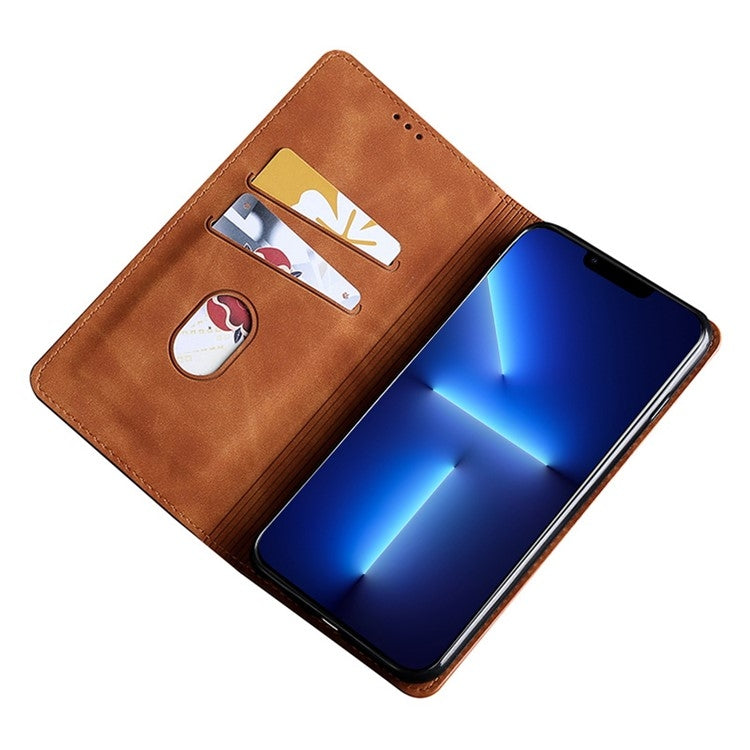 For Xiaomi Redmi Note 13 4G Skin Feel Magnetic Leather Phone Case(Light Brown)