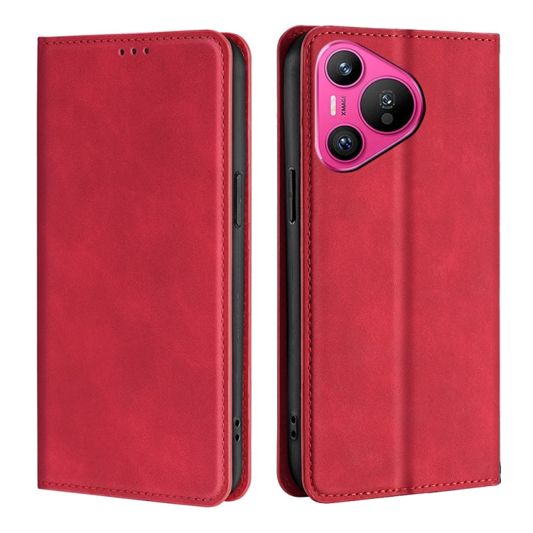 For Huawei Pura 70 Skin Feel Magnetic Leather Phone Case(Red)