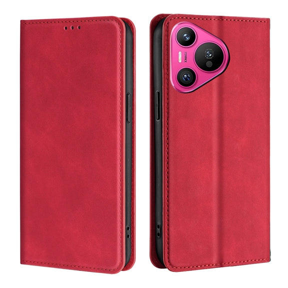 For Huawei Pura 70 Skin Feel Magnetic Leather Phone Case(Red)