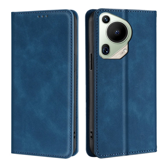 For Huawei Pura 70 Ultra Skin Feel Magnetic Leather Phone Case(Blue)