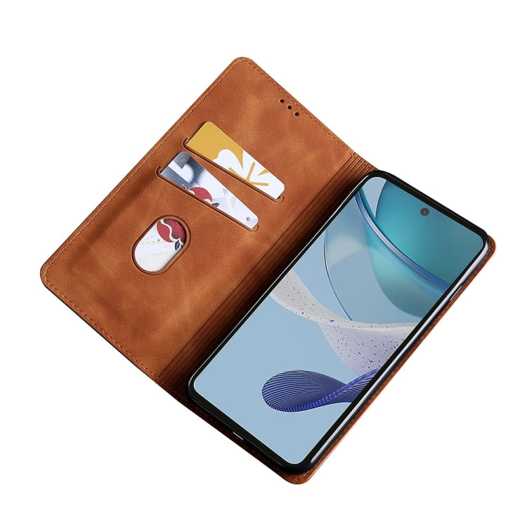 For Nokia C22 Skin Feel Magnetic Leather Phone Case(Light Brown)
