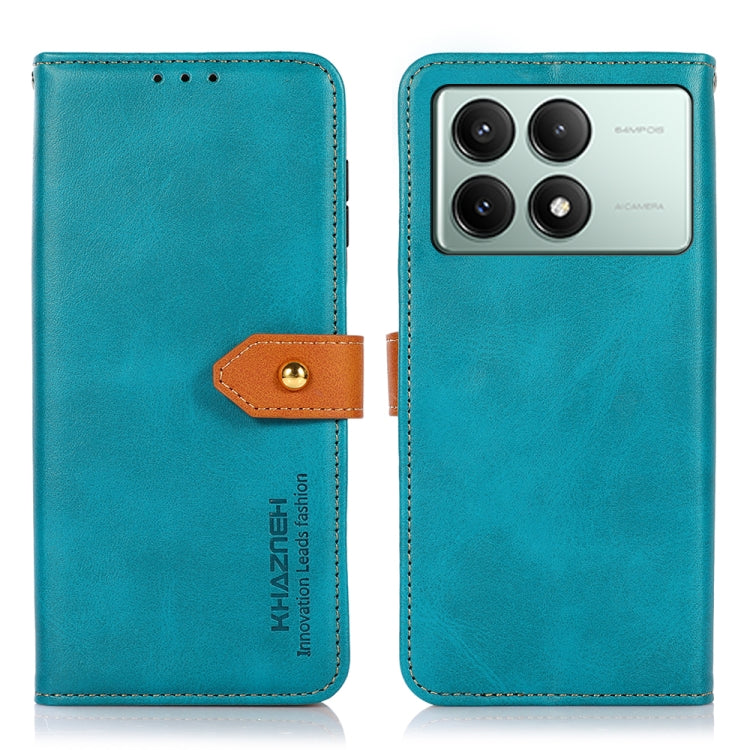 For Xiaomi Redmi K70E / POCO X6 Pro KHAZNEH Cowhide Texture Flip Leather Phone Case(Blue)